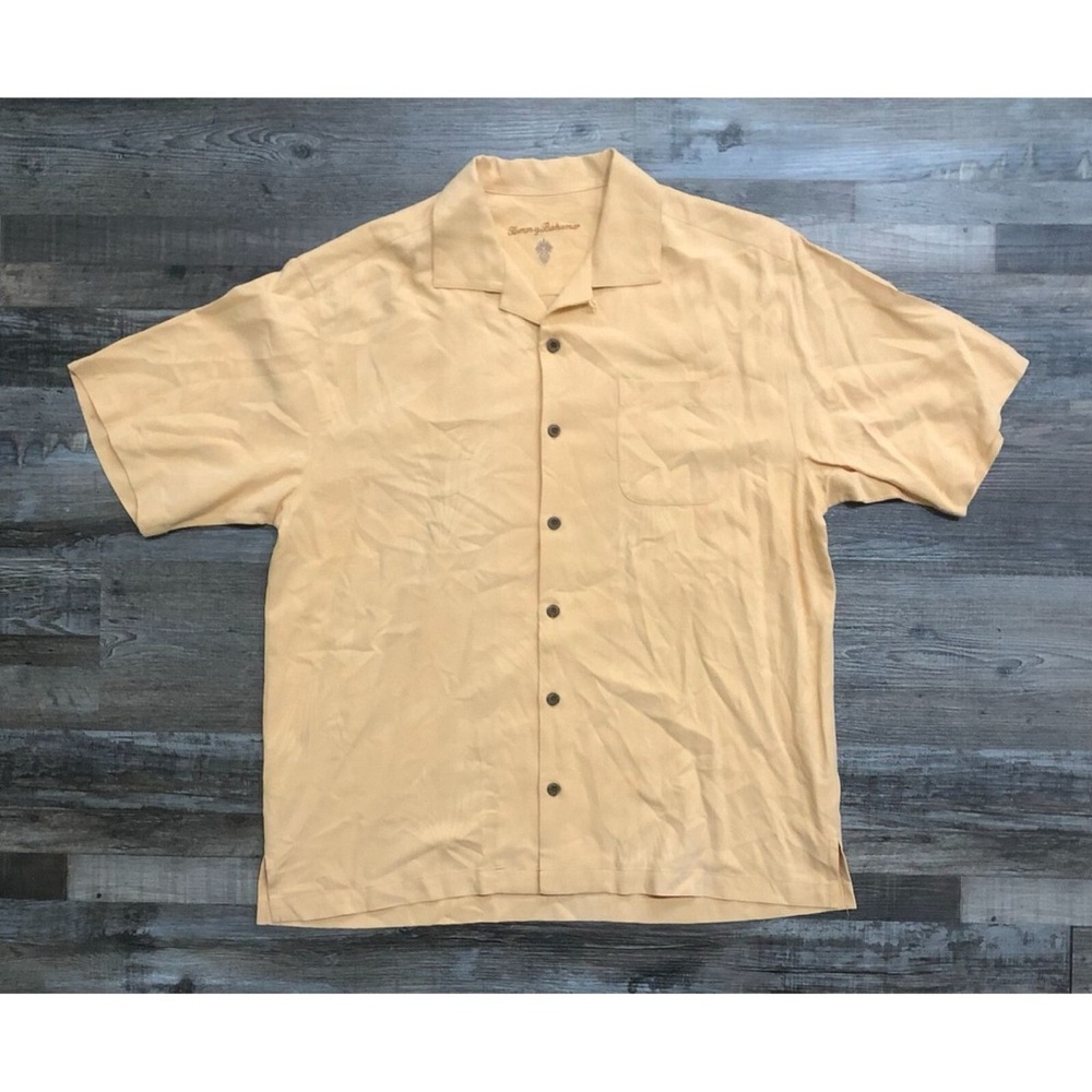 Tommy Bahama Mens Large Light Orange Silk Button Up Short Sleeve
Shirt